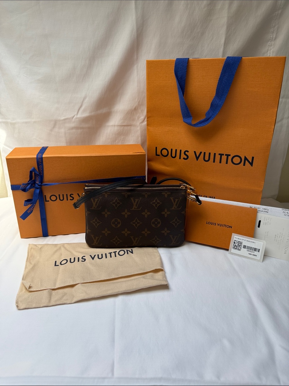 **AUTHENTIC**LV Double Zip Pochette - Monogram Giant Reverse "FULL SET"